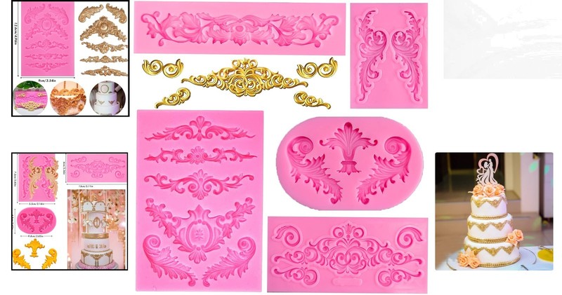 5-Piece Baroque Style Silicone Molds for Elegant Cake & Craft Decorations gallery