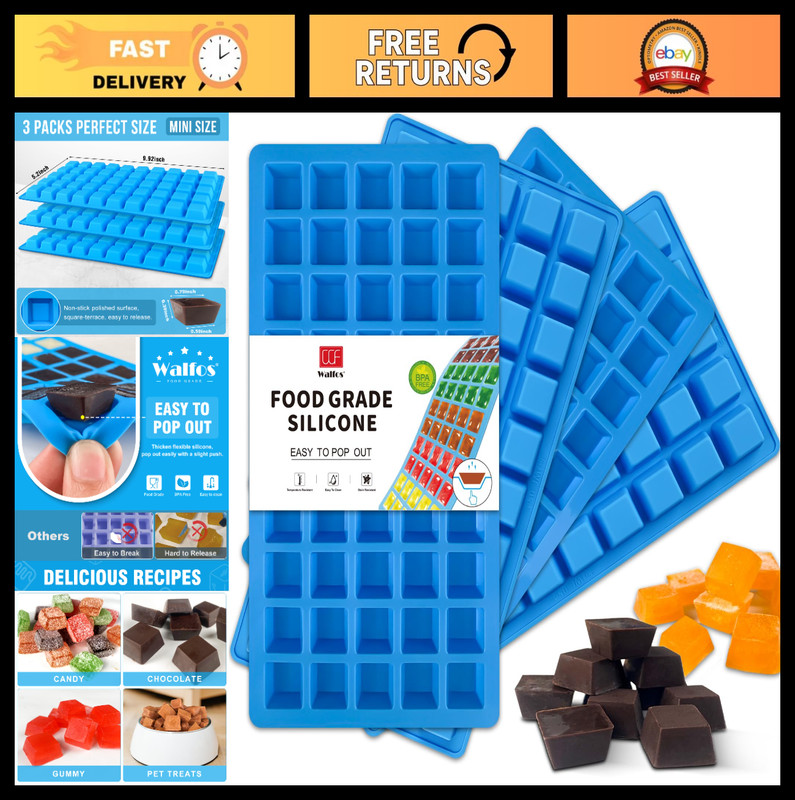 Mini Square Silicone Chocolate Molds – 50 Cavities, Non-Stick Candy & Gummy Mold