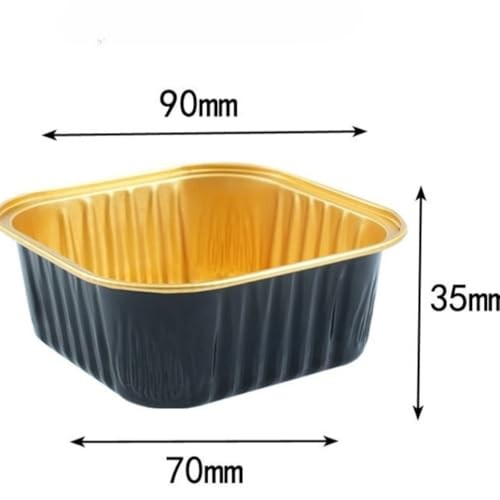 50 Pack 5 OZ Square Disposable Aluminum Foil Mini Cake Pans with Black/Gold gallery