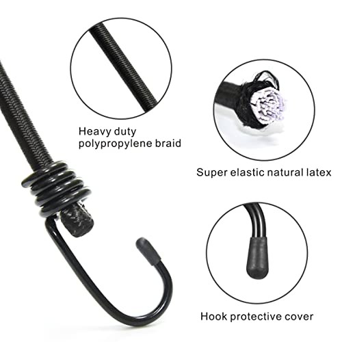 BEXSLE Bungee Cords with Hooks, Heavy Duty Outdoor Elastic 24 Inches X 4 Pcs gallery