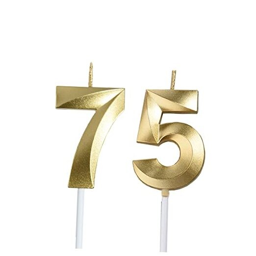 Gold 75th & 57th Birthday Candles,Gold Number 75 57 Cake Topper for Birthday