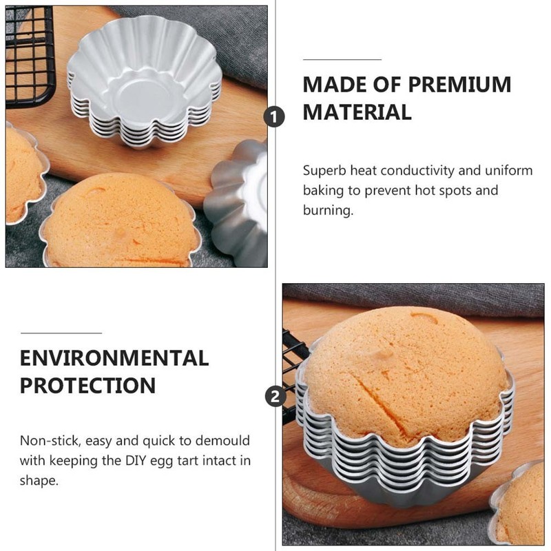 6 Pcs Aluminium Alloy Egg Tart Mold Nonstick Flower Shape Cake Baking Molds gallery