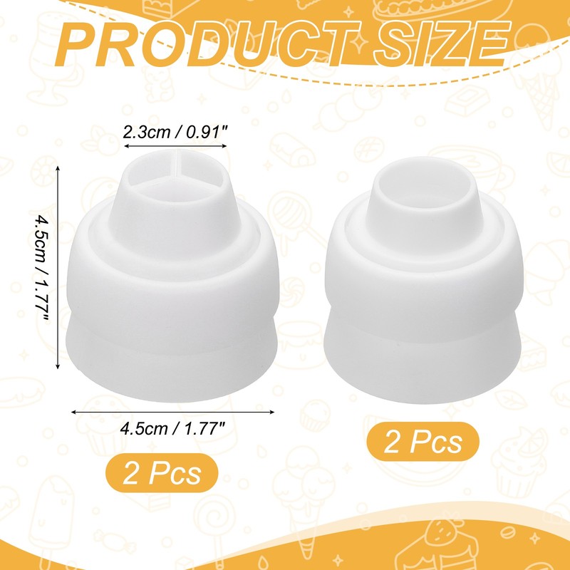 4 Pcs Piping Tip Coupler, Plastic 3 and 1 Color Couplers Russian Mouth, White gallery