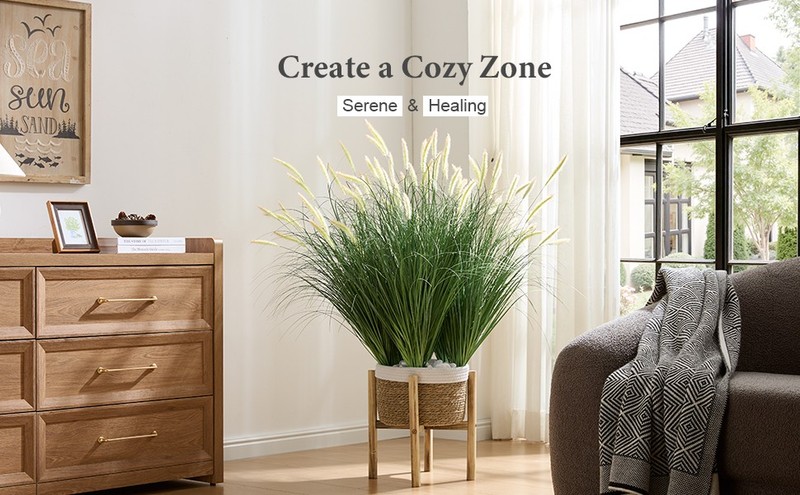 39 inches Extra Lush Artificial Reed Grass (6pcs), Luxury Fake Tall Plants gallery