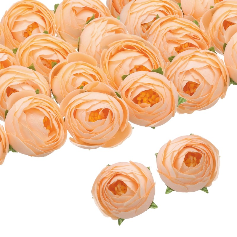 30pcs Artificial Camellia Flower Heads 1.2″ Silk Fake Camellia Deep Champagne