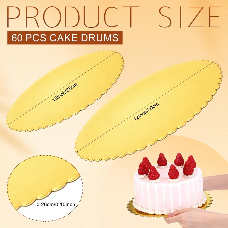 60 Packs Gold Cake Boards 10 Inch & 12 Inch Cake Cardboard Rounds Base Dispos... gallery