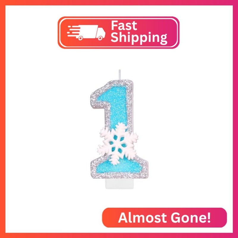 CasaPopz Birthday Number Candles for Cake, Blue Frozen Number 1 Candle, 1st Froz