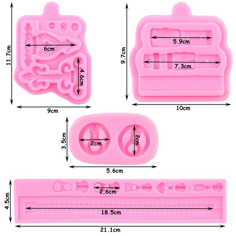 Zipper Chain Fondant Mold Belt Straps Silicone Molds Hinge Screws Mold For Ca... gallery
