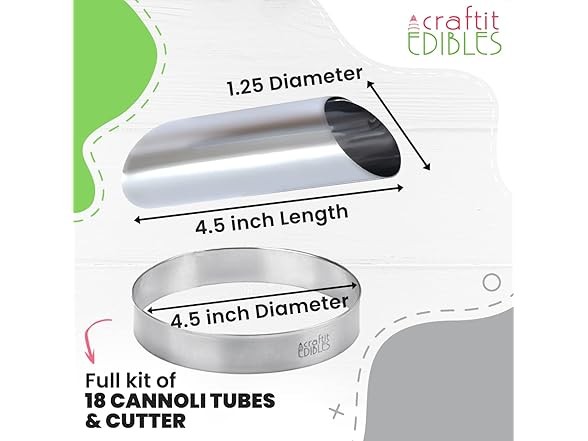 18 Pack Cannoli Tube Mold Set Stainless Steel 4.5 inch gallery