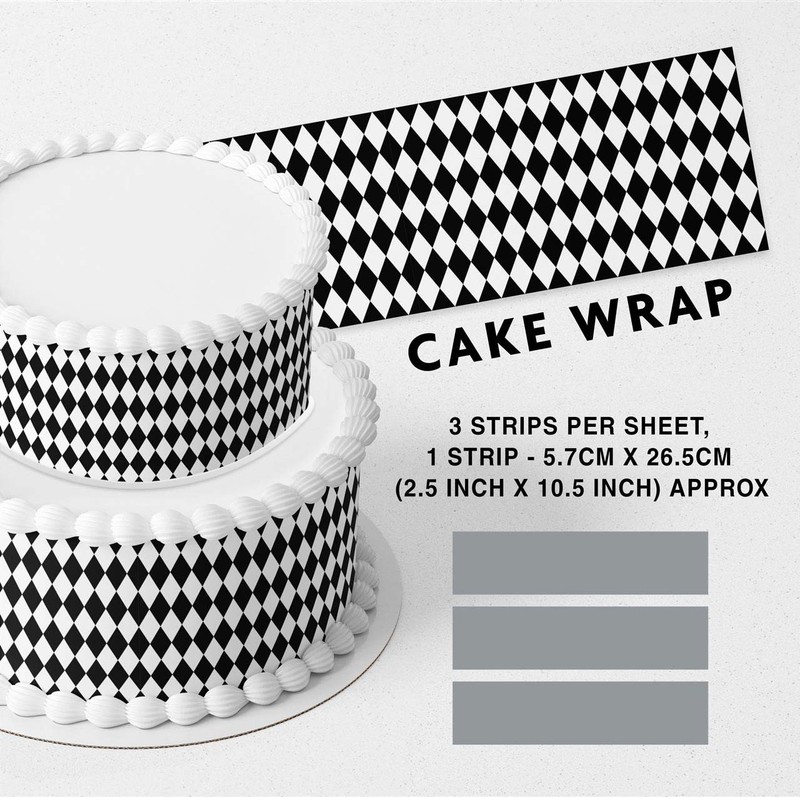 Checkered Diamond Pattern Strip Edible Cake Topper Decoration Edible Image