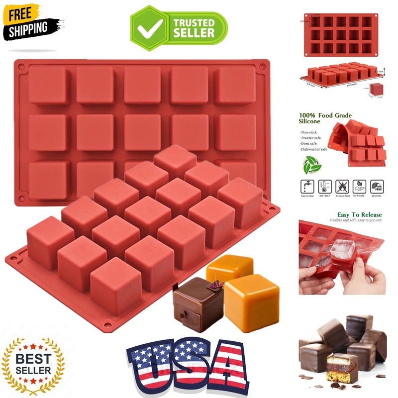 Cube Cake Silicone Mold | 1.2″ x 1.2″ x 1.2″ 3D Square Silicone Molds for Bak…
