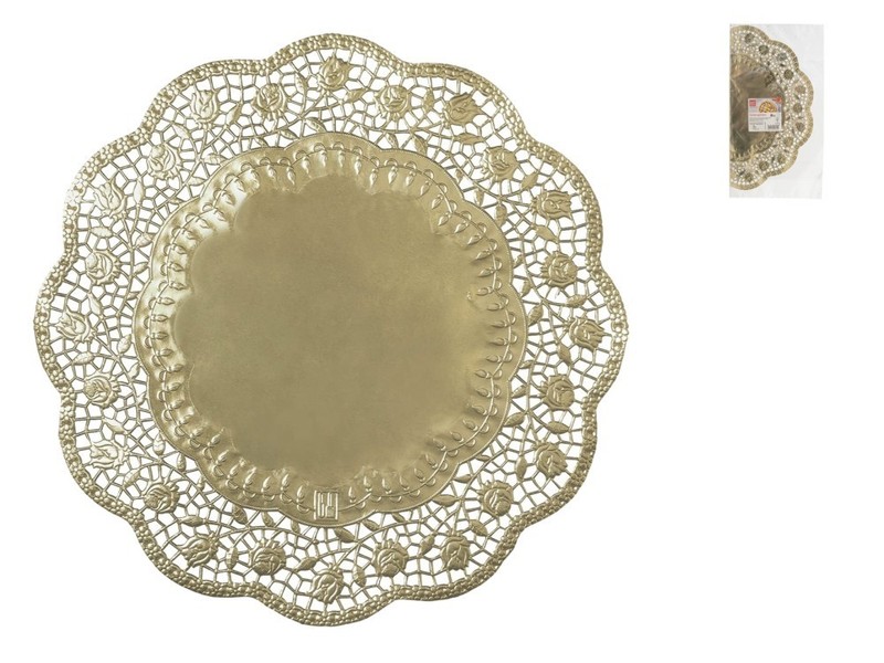 Pack Of 4 Decorative Cake Boards In Gold Paper With Rose Design 36 Cm