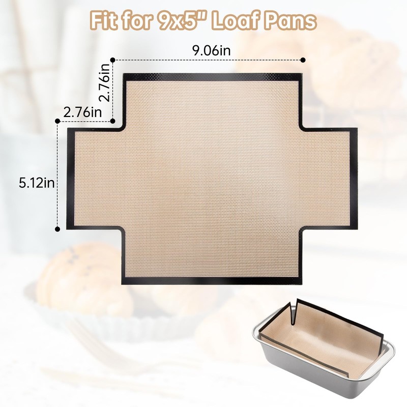2Pcs Silicone Bread Loaf Pan Liners - Reusable Baking 9×5 inch, Beige gallery