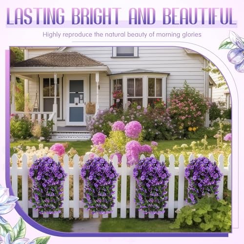 Suncalla Pcs Artificial Fake Hanging Flowers Plants for Outdoor Faux 2 Purple gallery
