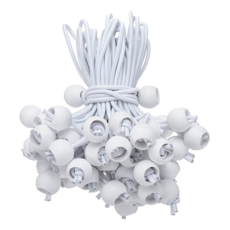 50Pcs Ball Bungee Cords 6″ Heavy Duty Bungee Cord Balls for Tent Holding, White