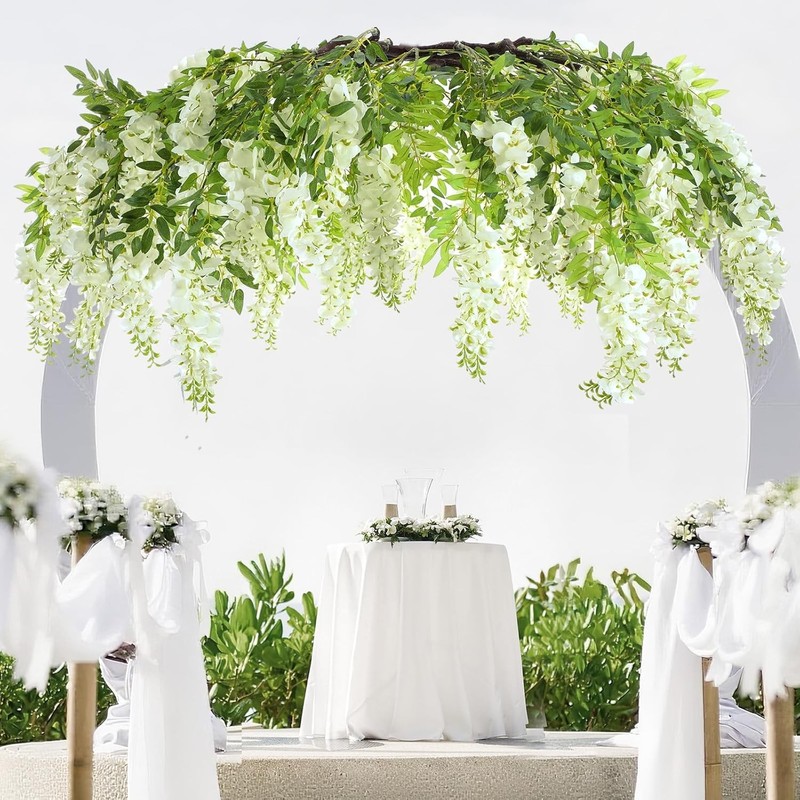 1 Pa 55″ Cre Artificial Silk Wisteria Vine Round Hanging