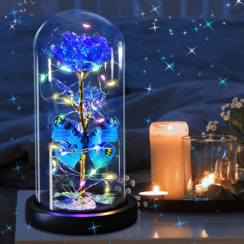 Greenke Beauty And The Beast Rose Gifts For Women Forever Light Rose In Glass gallery