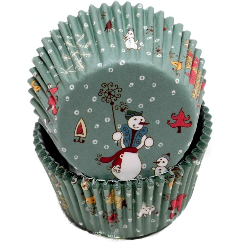 Chef Craft Snowman-Patterned Paper Baking Cups – 50 Count Cupcake Liners
