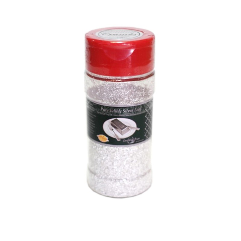 DeiAurum: Pure Edible Silver Leaf Powder, Shaker, 0.500g