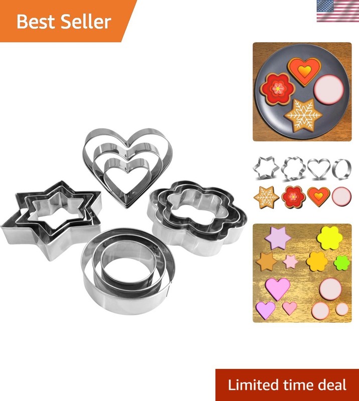 Polished 12-Pc Cookie Cutter Set – Create Beautiful Shapes for Any Occasion