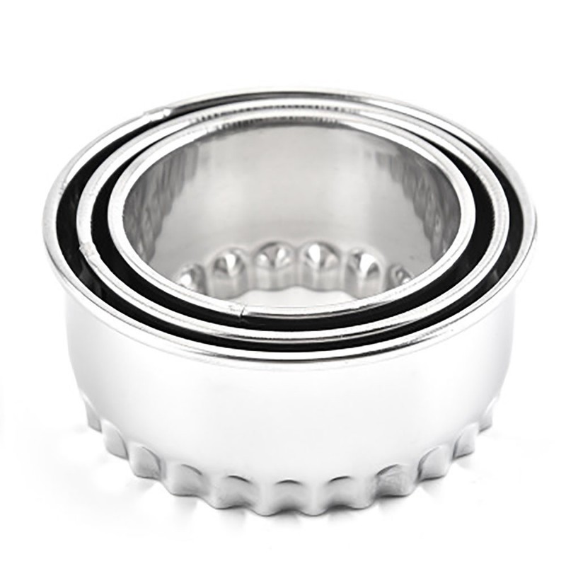 Set Of 3 Stainless-Steel Plain Crinkle Scone Pastry Quiche Tart Cookie Cutters gallery