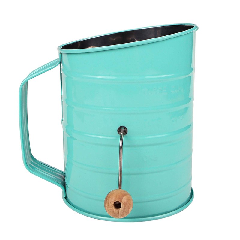 Webake Flour Sifter 3 Cup Stainless Steel Baking with Rotary Green