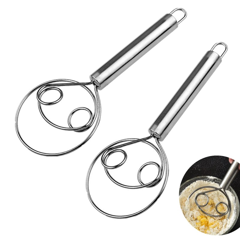 2 Pack Dough Whisk Stainless Steel Pastry Blender Whisks for Cooking, Dutch S…