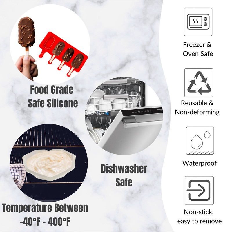 🔥Large Silicone Chocolate Heart Shape Cake Mold & Ice Cream Mold with 20 sticks gallery