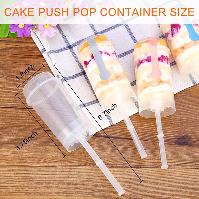 Push Pop Containers Set 24 Pack Clear Cake Bins with Lids New Kit gallery