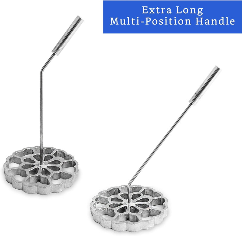 5.7" Bunuelos Mold Rosette Iron Flower Fry Mold Cast Aluminum Handle gallery