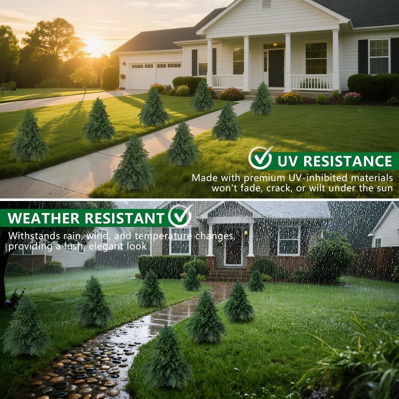 Artificial Cypress Topiary Cedar Trees with Ground Spike, 2 Pieces Fake Pine Shr gallery