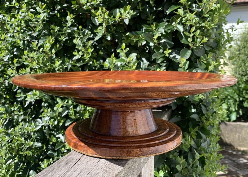 Wooden Cake Stand Pedestal Hand Crafted Unique Serving Tray Plate Pizza
