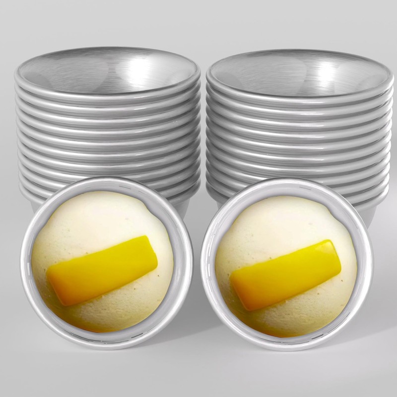 WPffvv 24 Pcs Puto Mold Cups for Steamer Filipino Stainless Steel 3.1″ x 1.2…