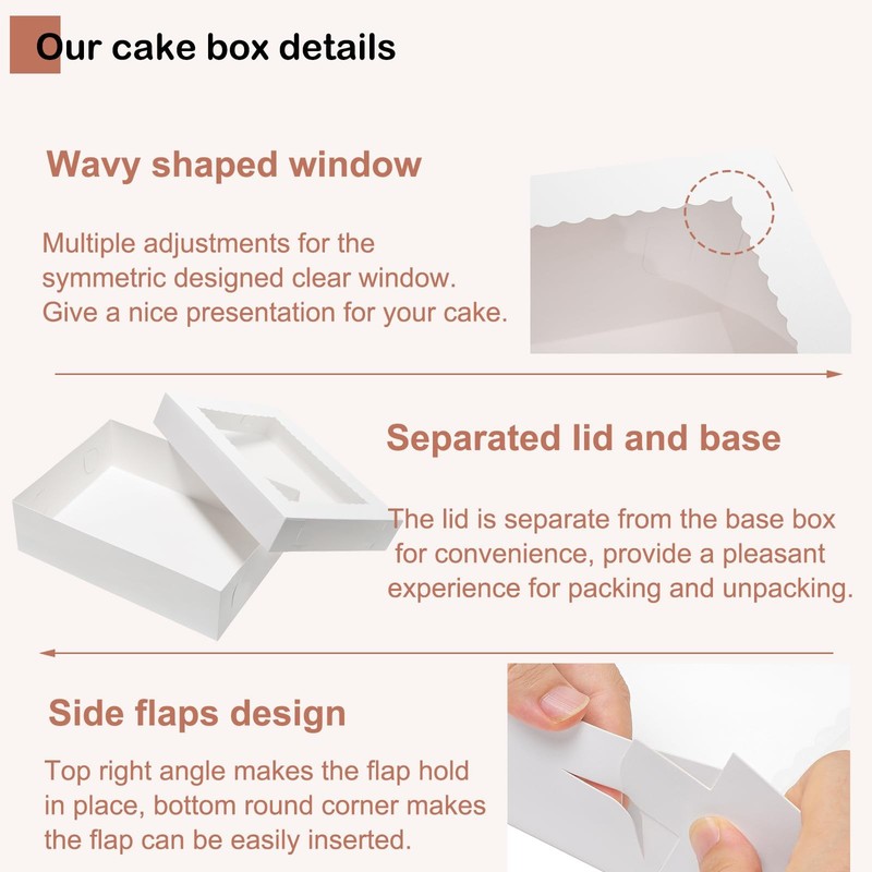 25pcs 19x14x5 Half Sheet Cake Boxes with Window Rectangle 1/2 Bakery for Pastry gallery