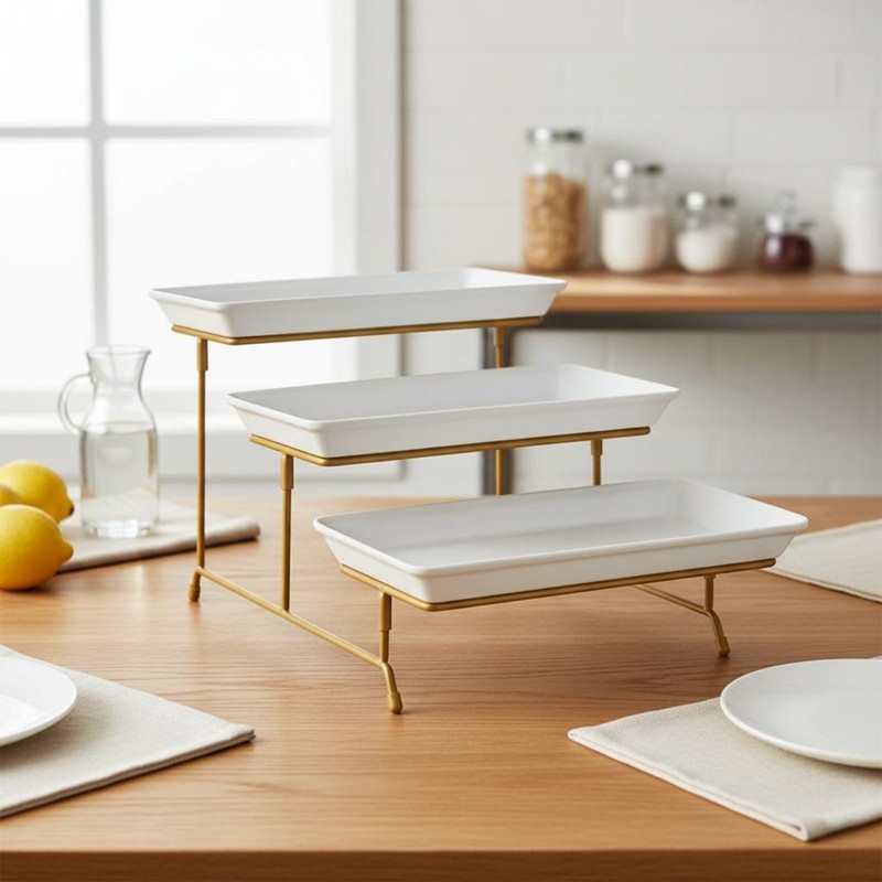 Three-Tier Dessert Stand Easy to Clean 3 Tier Serving Stand Elegant for Hotel gallery