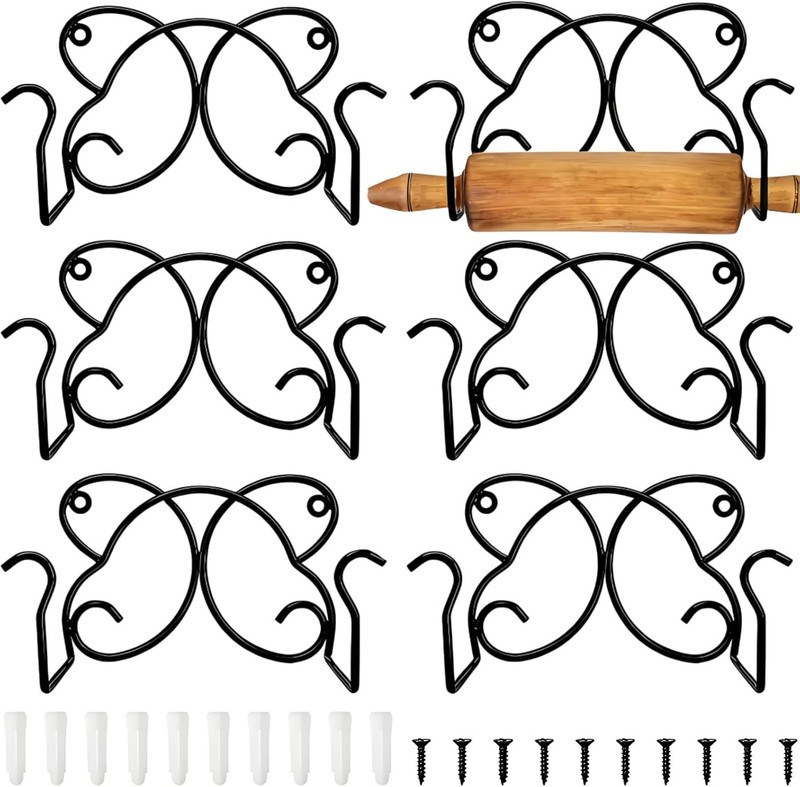 ZAVOOS 5 Pack Rolling Pin Holder, Wall Mount Roller Display Rack, Butterfly-Shap