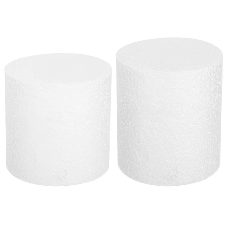 Round Foam Cake Dummy, 4″x 2″, 4″x 3″ White Fake Cake Circles Dummies, 2Pcs