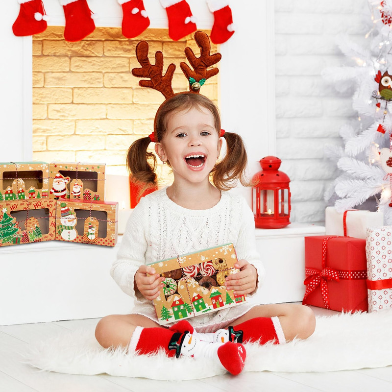 12 Pcs Christmas Cookie Boxes with Window, Christmas Bakery Treat Boxes for Gift gallery