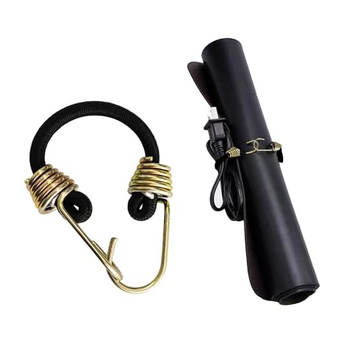 20PCS Mini Black Bungee Cords with Yellow Hooks, Heavy Duty Elastic 4Inch gallery