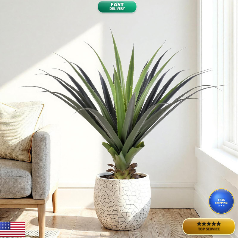 Keeplush 3Ft Artificial Spiked Agave Plant 36 Faux Agave Plants Indoor Small