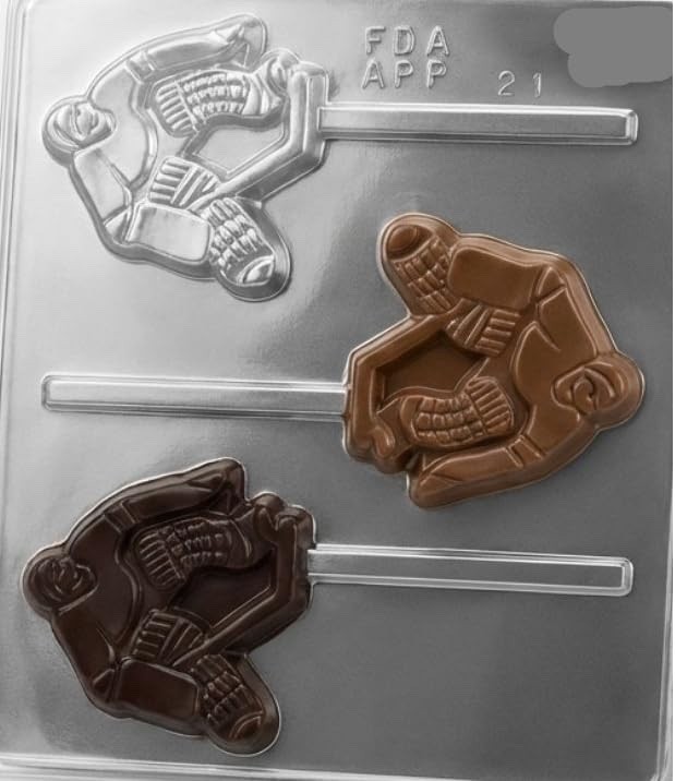 Hockey Player Goalie Lollipop Chocolate Candy Mold 215 NEW gallery