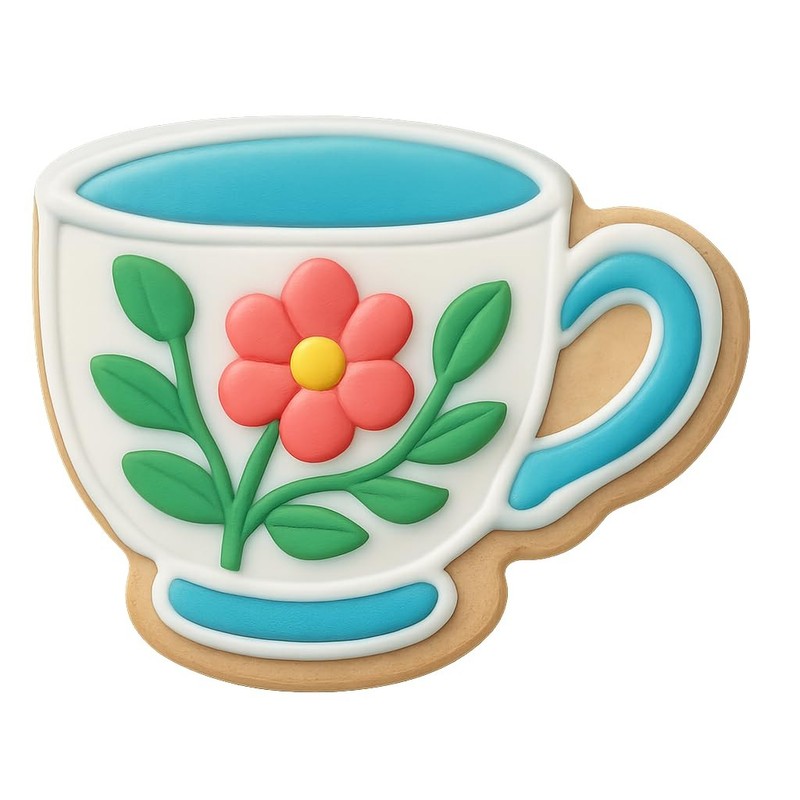 Floral Tea Cup Cookie Cutter & Stamp, Fondant & Clay - 4x3 gallery