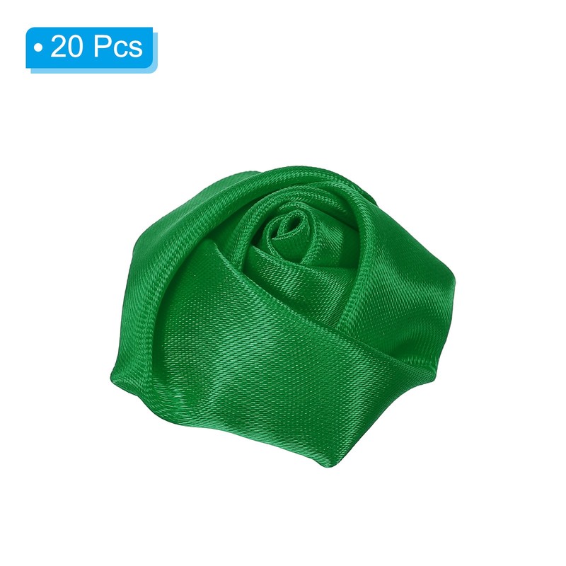 20Pcs Artificial Flowers Roses Heads Satin Rose Fabric Flowers Green gallery