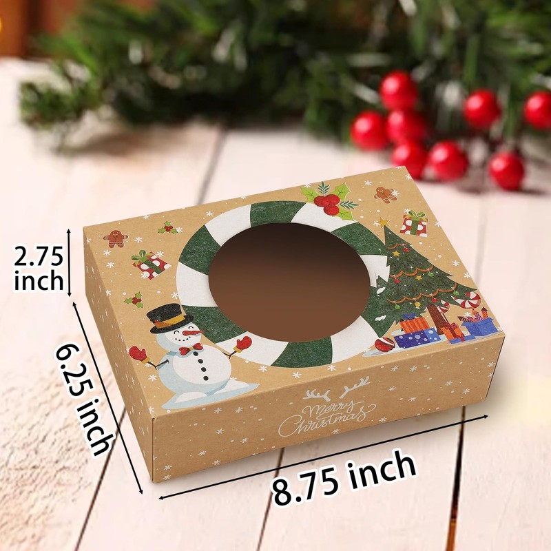 24 PCS White Christmas Cookie Boxes Window Bakery Treat Mini Cake Pastry Donut gallery