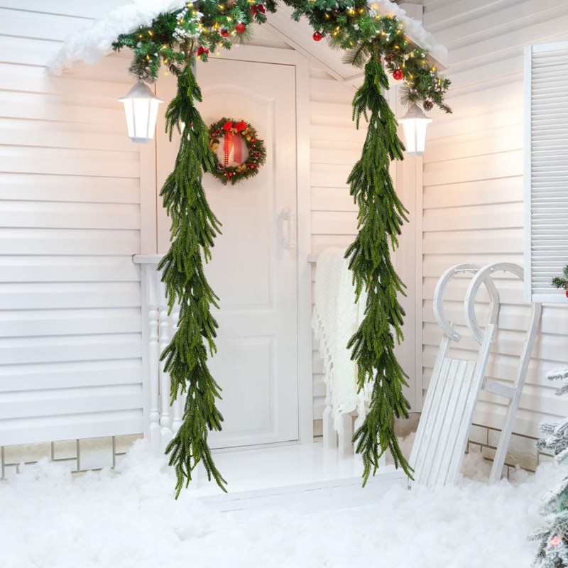 Gllbtpt 2Pcs Christmas Norfolk Pine Garland 9 Ft Artificial Green Garland gallery
