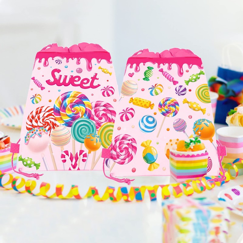 12 Pack Lollipop Drawstring Party Bags,Sweet Candy Gift Treat Bags for Kids G... gallery
