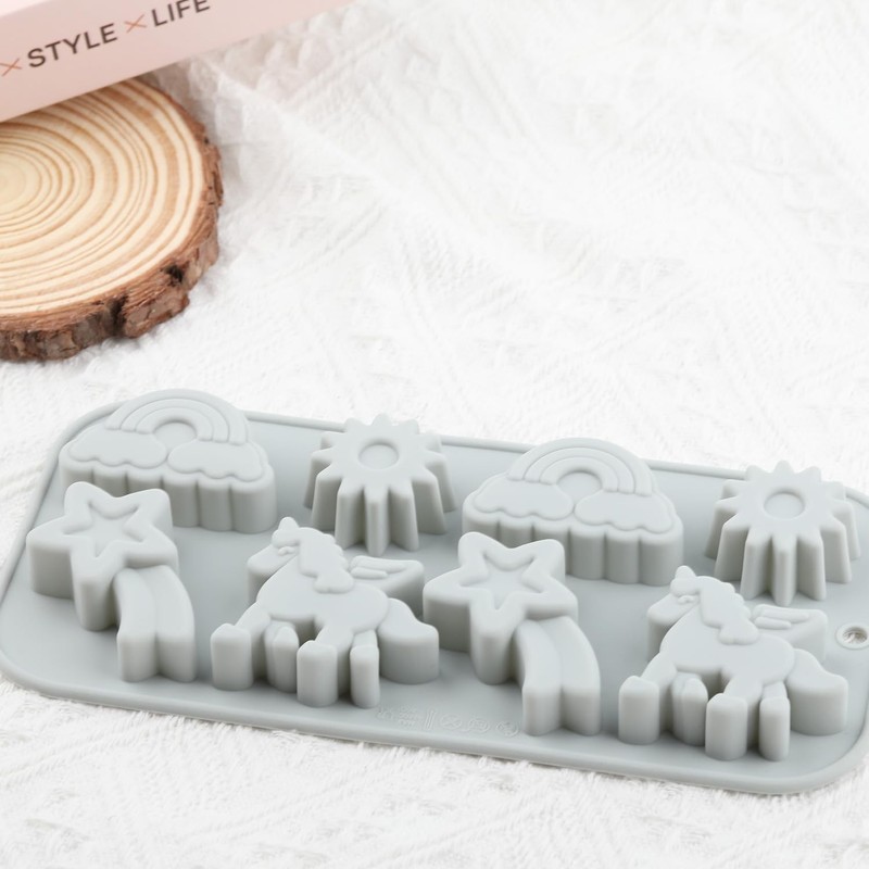AIBOYA 8 Cavity Winged Unicorn Themed Silicone Molds Rainbow Unicorn Sun Mete... gallery