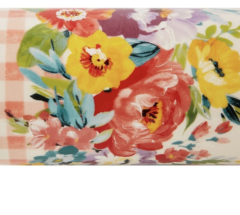 The Pioneer Woman Sweet Romance Ceramic Floral Rolling Pin Wood Handle. NEW gallery