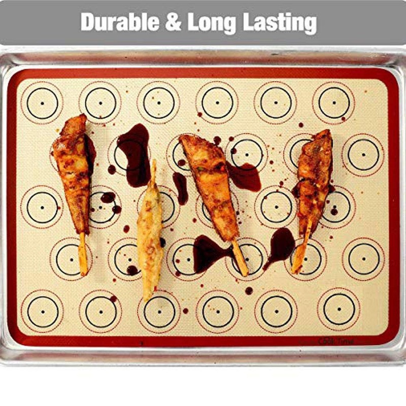 Macaron Silicone Baking Mat - Set of 2 Non Stick Half Sheet, 2-pack, Red gallery