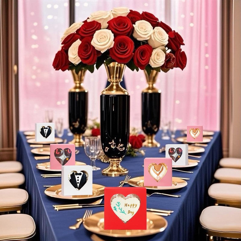 48PCS 4"x4"x2" Heart-Shaped Window Bakery Boxes in White, Pink, Red - Perfect... gallery
